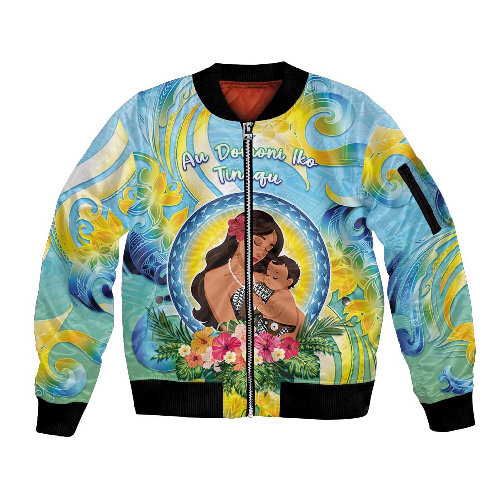 Personalised Fiji Mother's Day Sleeve Zip Bomber Jacket I Love You Mom