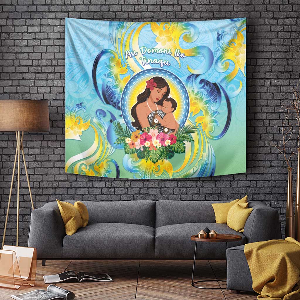 Fiji Mother's Day Tapestry I Love You Mom DT04 Blue - Polynesian Pride