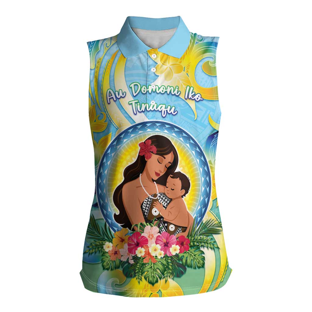 Personalised Fiji Mother's Day Women Sleeveless Polo Shirt I Love You Mom