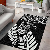 New Zealand Rugby Area Rug Silver Fern Maori Pattern