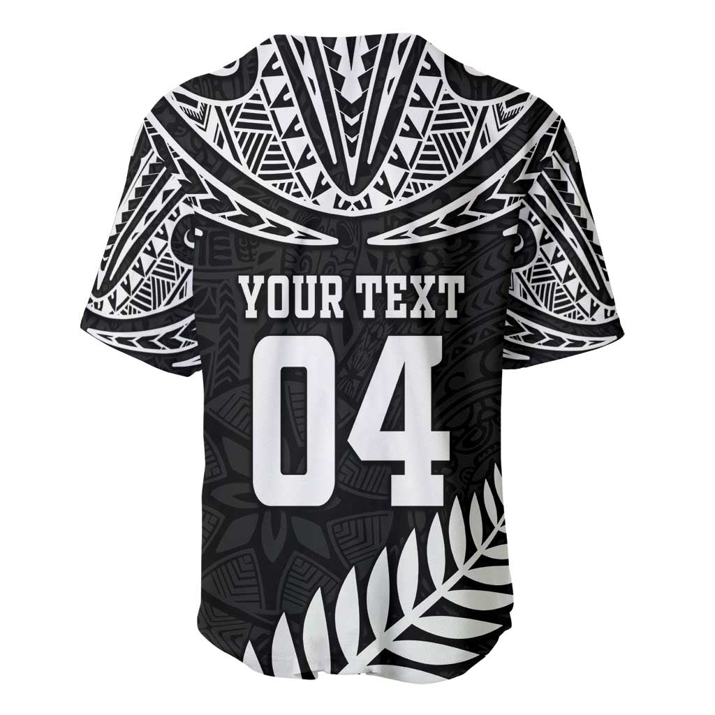 Custom New Zealand Rugby Baseball Jersey Silver Fern Maori Pattern