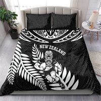 New Zealand Rugby Bedding Set Silver Fern Maori Pattern