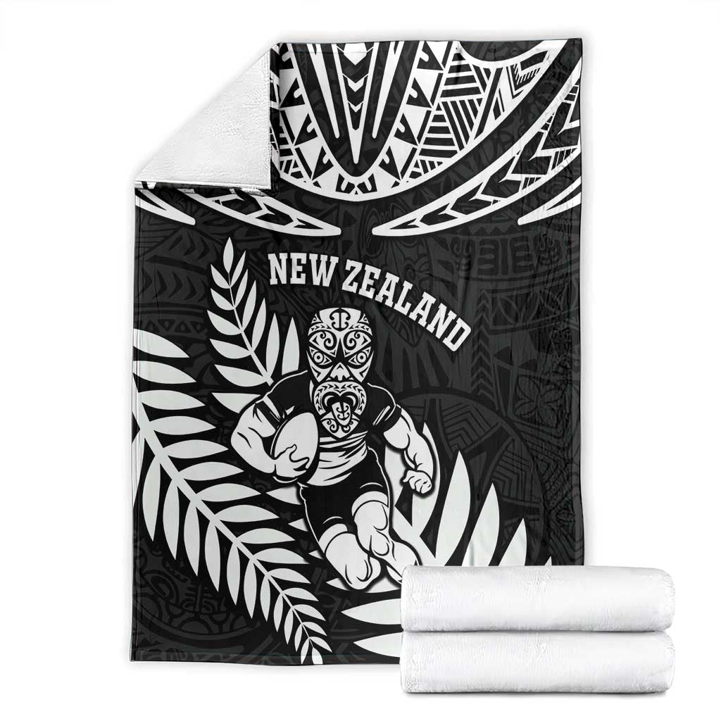New Zealand Rugby Blanket Silver Fern Maori Pattern