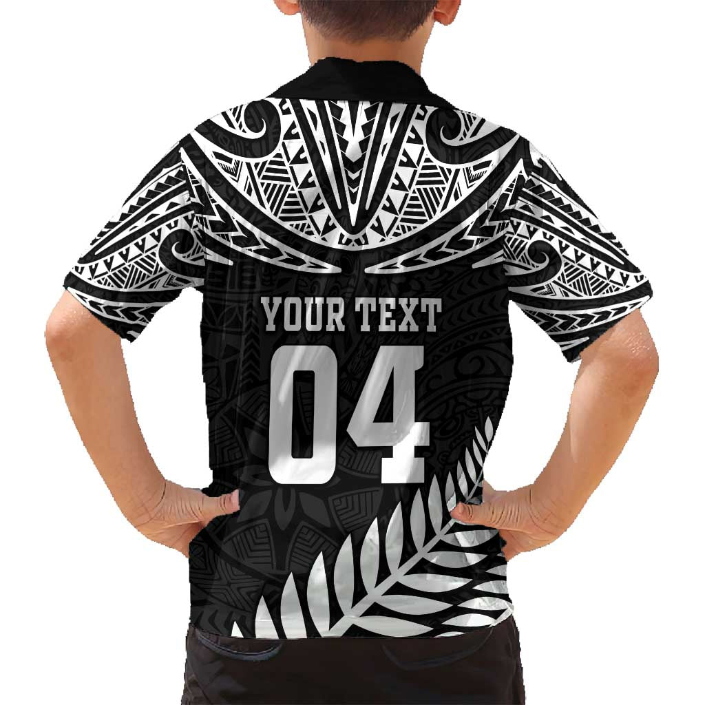 Custom New Zealand Rugby Family Matching Off Shoulder Maxi Dress and Hawaiian Shirt Silver Fern Maori Pattern