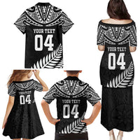 Custom New Zealand Rugby Family Matching Puletasi and Hawaiian Shirt Silver Fern Maori Pattern