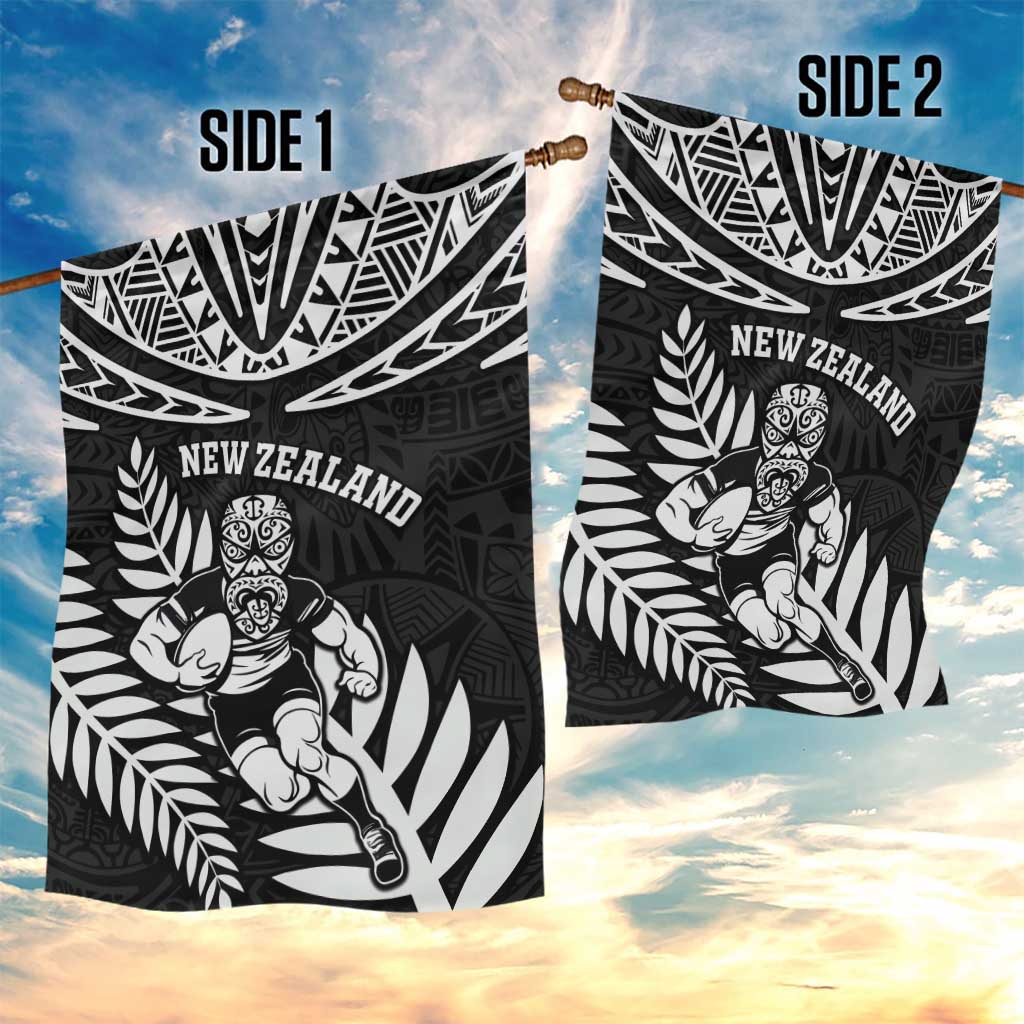 New Zealand Rugby Garden Flag Silver Fern Maori Pattern