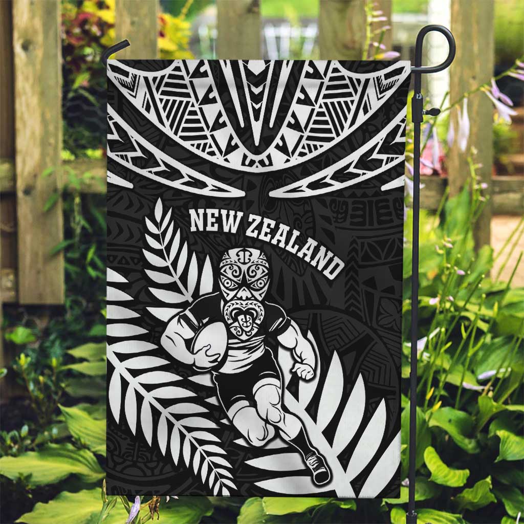New Zealand Rugby Garden Flag Silver Fern Maori Pattern