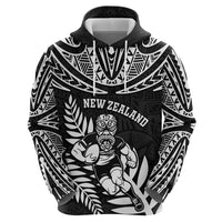 Custom New Zealand Rugby Hoodie Silver Fern Maori Pattern