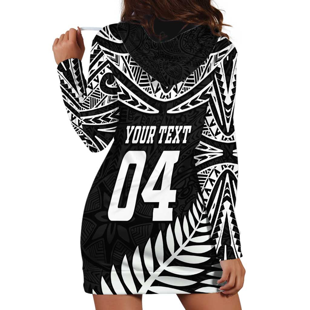 Custom New Zealand Rugby Hoodie Dress Silver Fern Maori Pattern