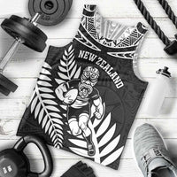 Custom New Zealand Rugby Men Tank Top Silver Fern Maori Pattern