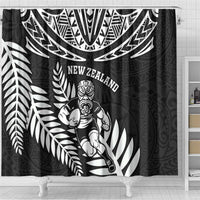 New Zealand Rugby Shower Curtain Silver Fern Maori Pattern