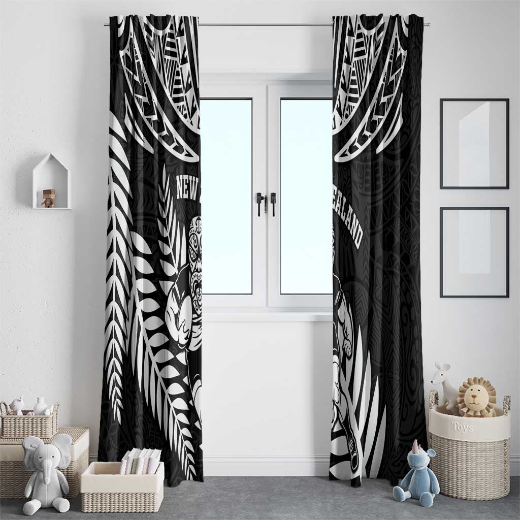 New Zealand Rugby Window Curtain Silver Fern Maori Pattern