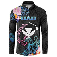 Personalised Hawaii Button Sweatshirt Kanaka Maoli With Fish Hook