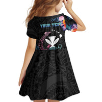 Personalised Hawaii Kid Short Sleeve Dress Kanaka Maoli With Fish Hook