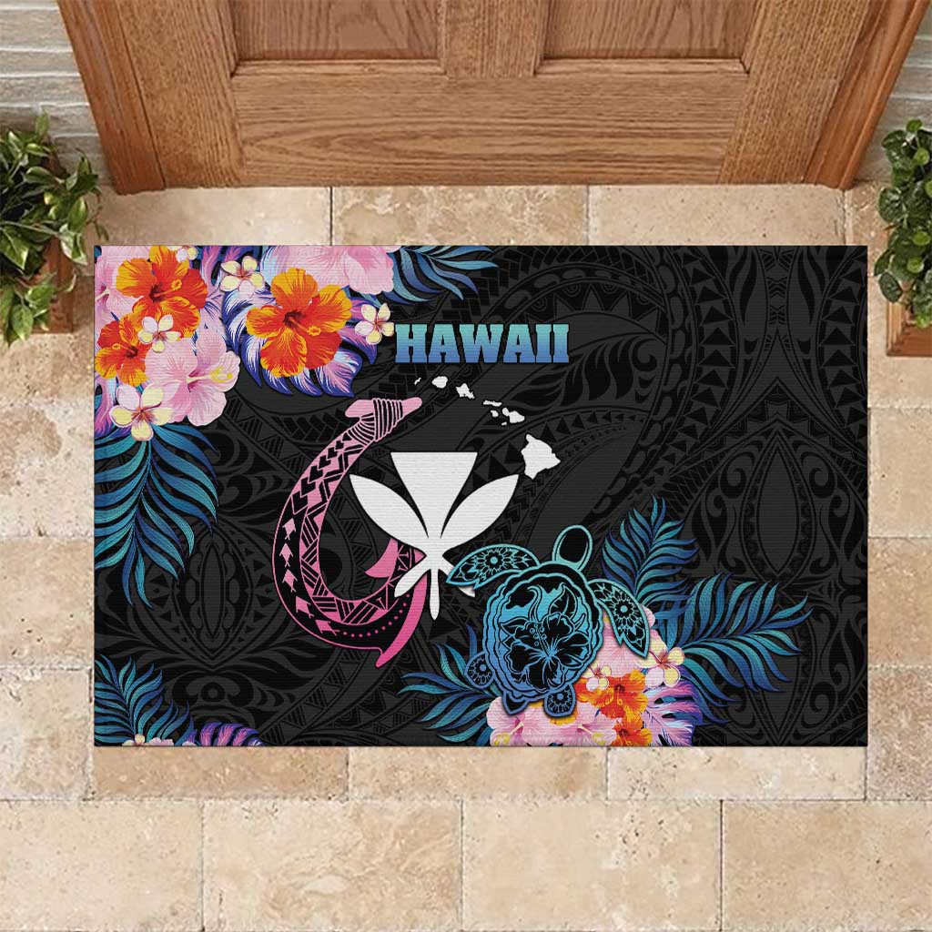 Hawaii Rubber Doormat Kanaka Maoli With Fish Hook