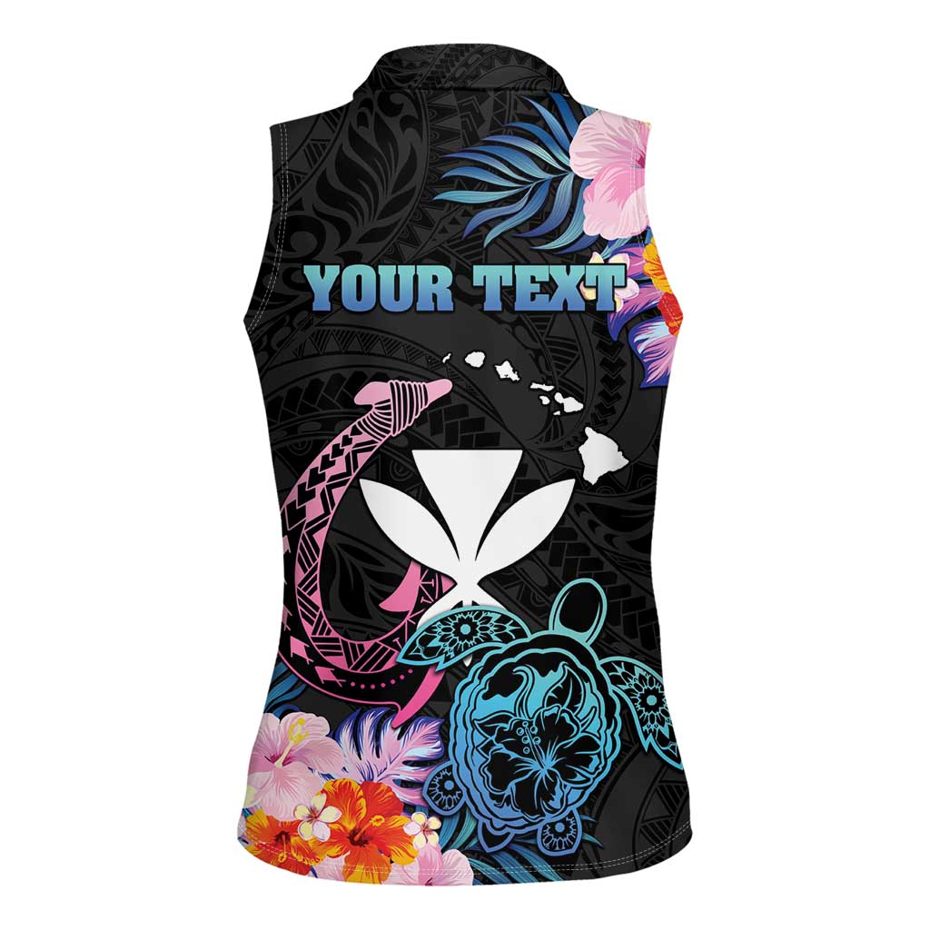 Personalised Hawaii Women Sleeveless Polo Shirt Kanaka Maoli With Fish Hook