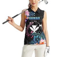 Personalised Hawaii Women Sleeveless Polo Shirt Kanaka Maoli With Fish Hook