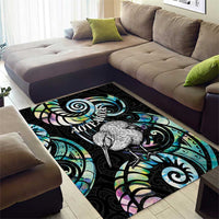 New Zealand Kiwi Bird Area Rug Silver Fern Koru Paua Shell