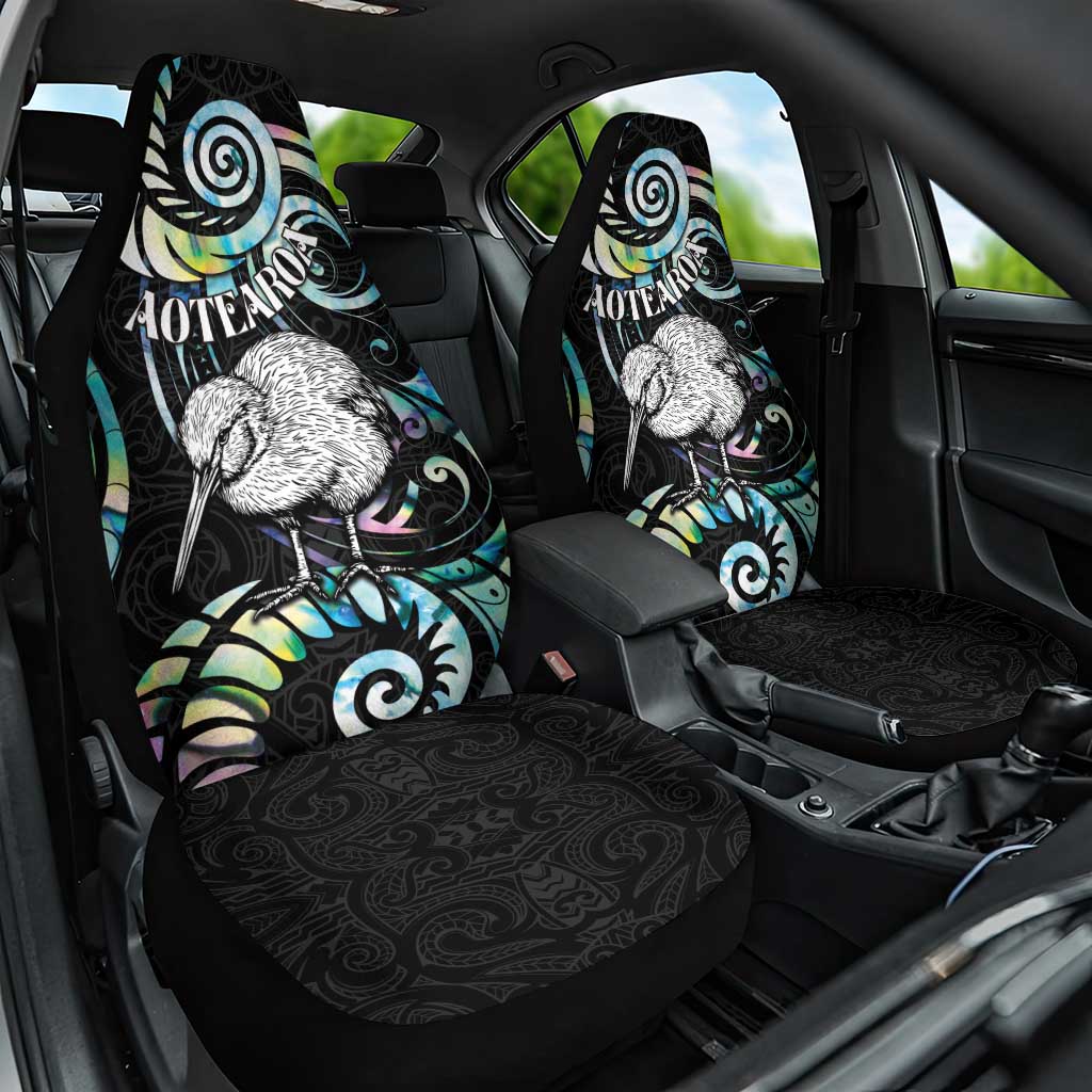 New Zealand Kiwi Bird Car Seat Cover Silver Fern Koru Paua Shell