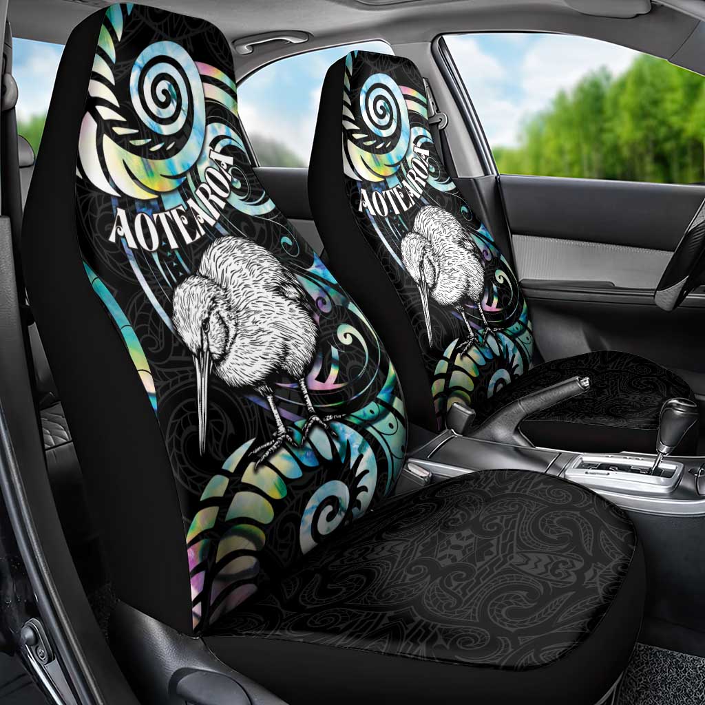 New Zealand Kiwi Bird Car Seat Cover Silver Fern Koru Paua Shell
