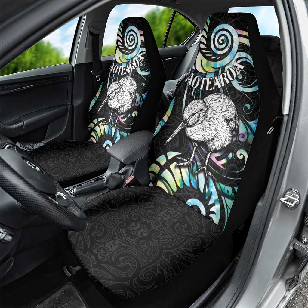 New Zealand Kiwi Bird Car Seat Cover Silver Fern Koru Paua Shell