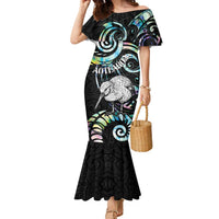 New Zealand Kiwi Bird Family Matching Mermaid Dress and Hawaiian Shirt Silver Fern Koru Paua Shell