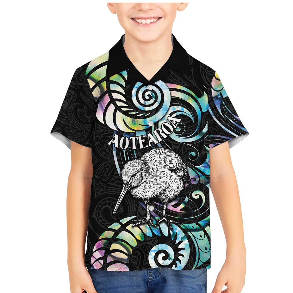 New Zealand Kiwi Bird Family Matching Mermaid Dress and Hawaiian Shirt Silver Fern Koru Paua Shell