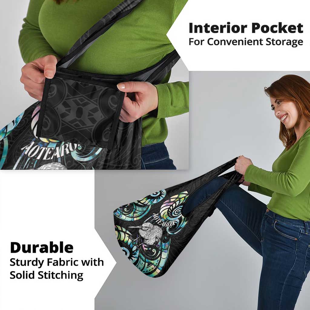 New Zealand Kiwi Bird Grocery Bag Silver Fern Koru Paua Shell