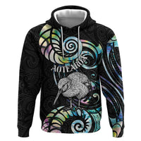 New Zealand Kiwi Bird Hoodie Silver Fern Koru Paua Shell