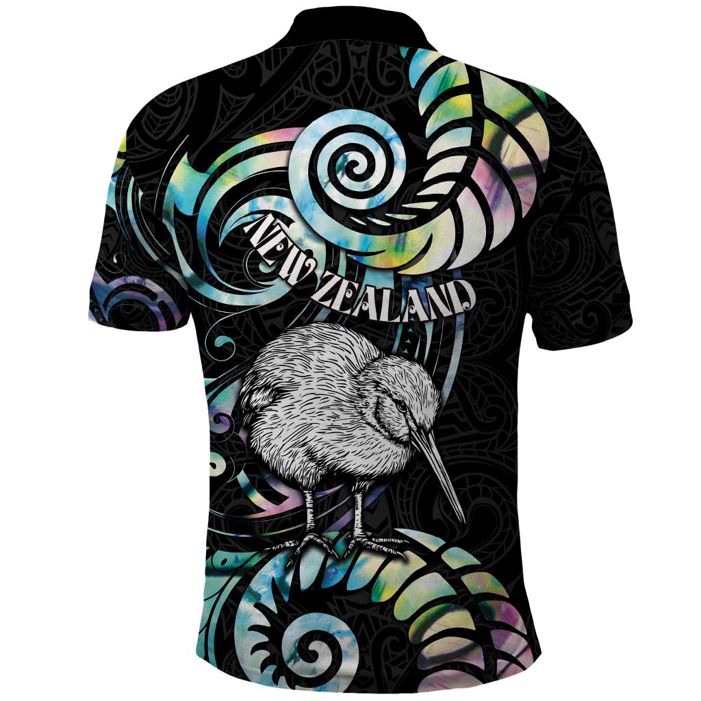 New Zealand Kiwi Bird Polo Shirt Silver Fern Koru Paua Shell