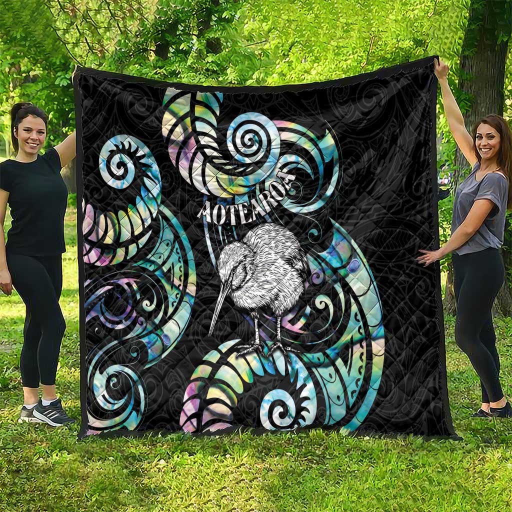 New Zealand Kiwi Bird Quilt Silver Fern Koru Paua Shell