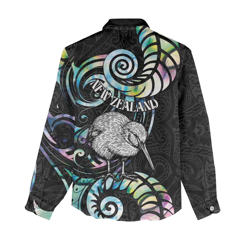 New Zealand Kiwi Bird Women Casual Shirt Silver Fern Koru Paua Shell
