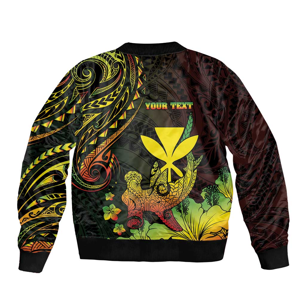 Personalised Hawaii Bomber Jacket Kanaka Maoli With Hammerhead Shark