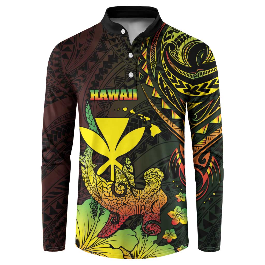 Personalised Hawaii Button Sweatshirt Kanaka Maoli With Hammerhead Shark