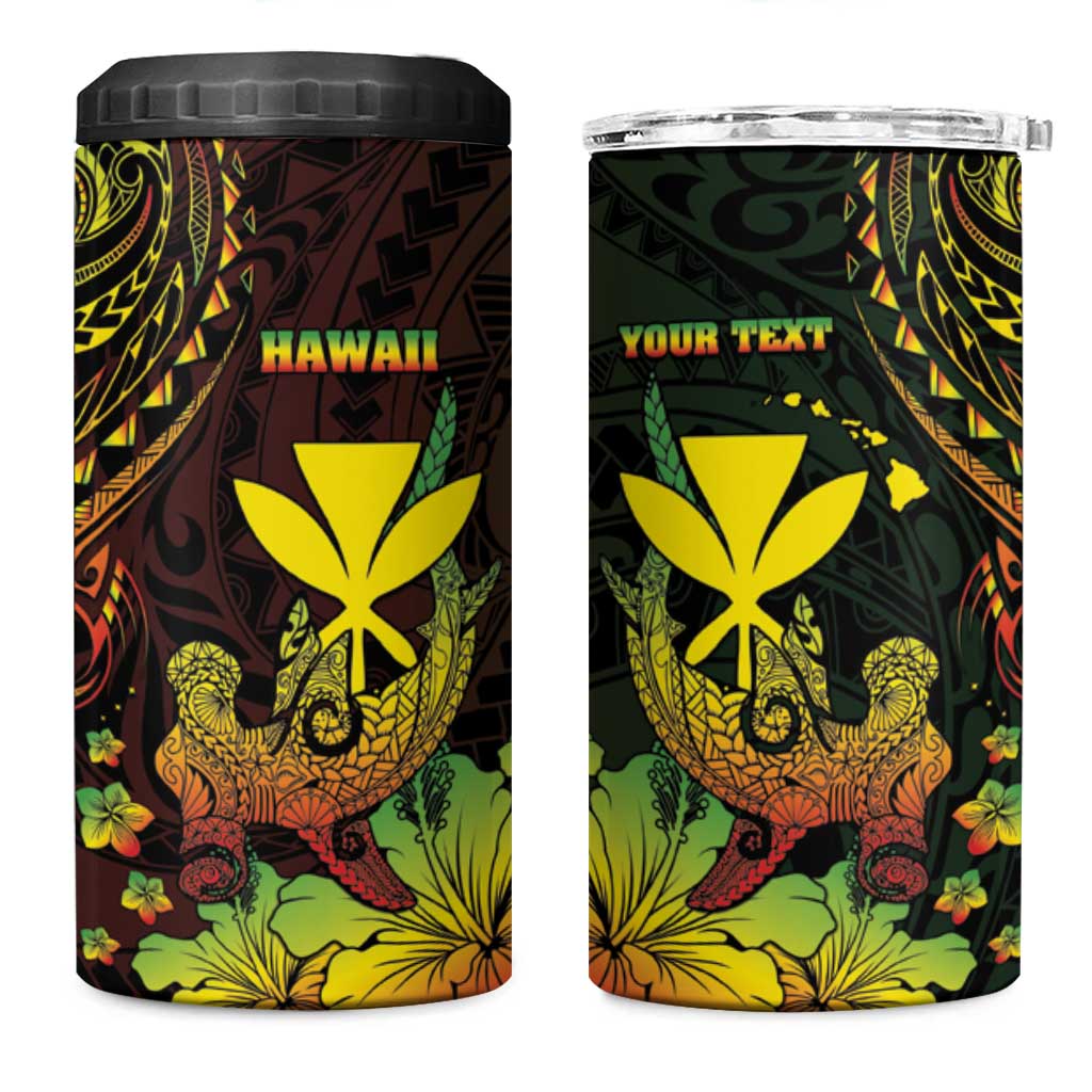 Personalised Hawaii 4 in 1 Can Cooler Tumbler Kanaka Maoli With Hammerhead Shark