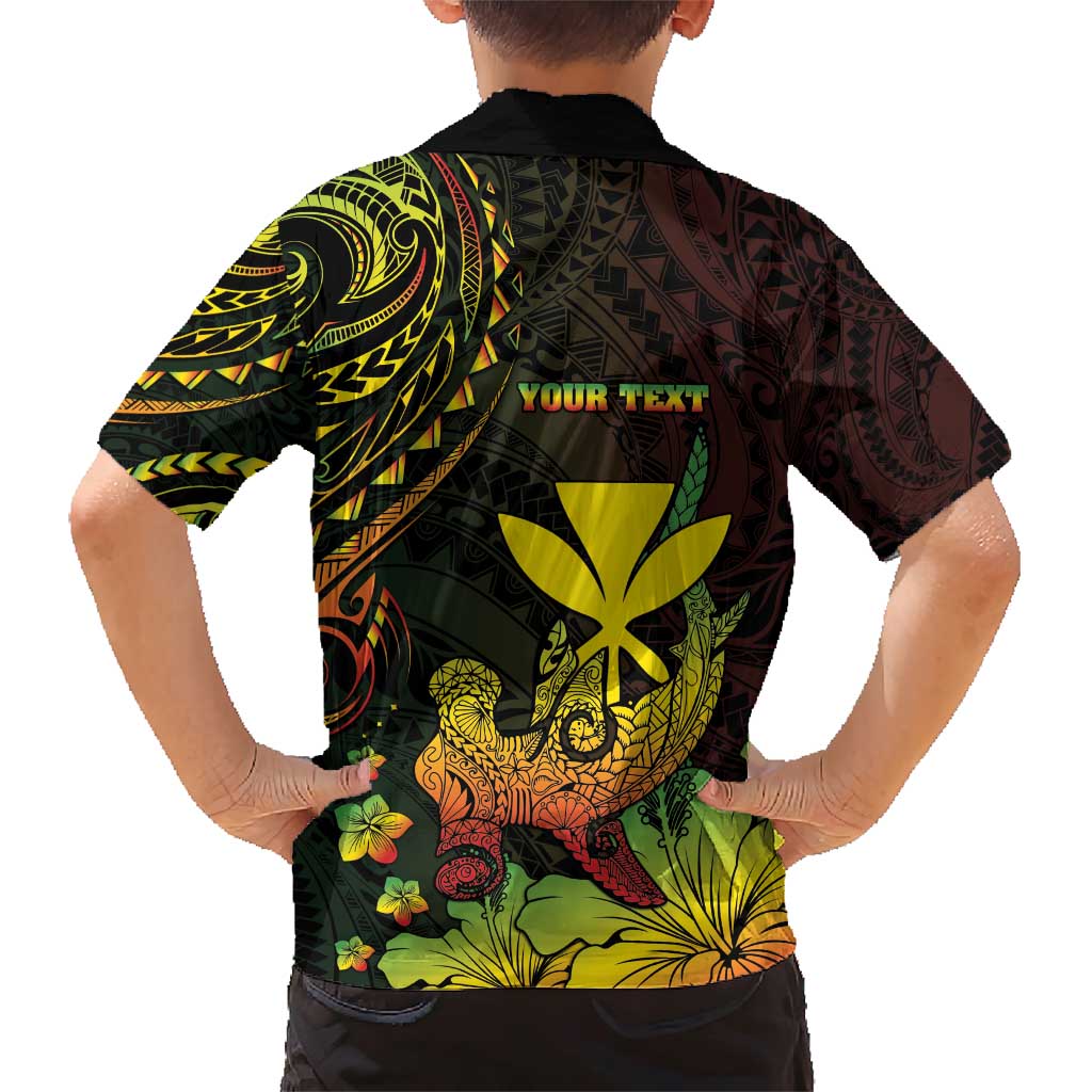 Personalised Hawaii Family Matching Short Sleeve Bodycon Dress and Hawaiian Shirt Kanaka Maoli With Hammerhead Shark