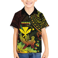 Personalised Hawaii Family Matching Short Sleeve Bodycon Dress and Hawaiian Shirt Kanaka Maoli With Hammerhead Shark