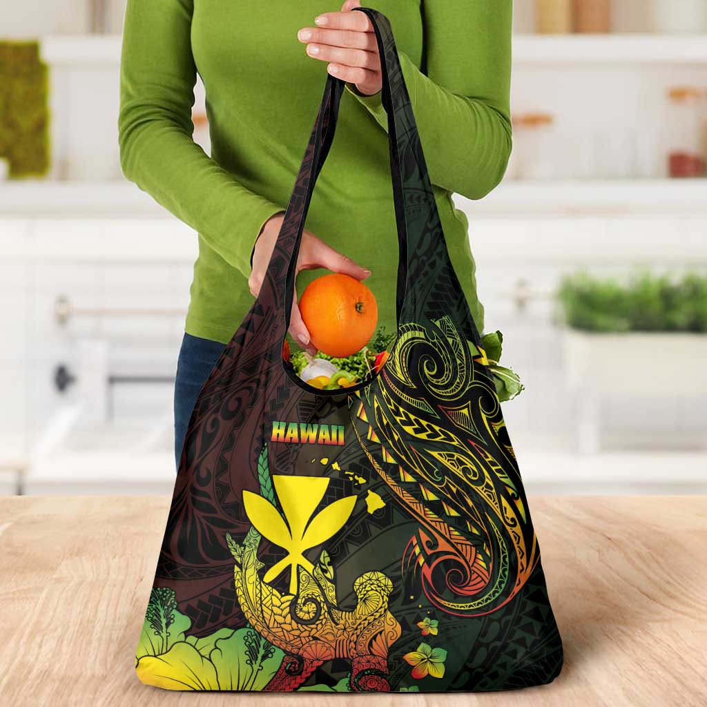 Hawaii Grocery Bag Kanaka Maoli With Hammerhead Shark