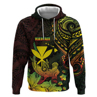 Personalised Hawaii Hoodie Kanaka Maoli With Hammerhead Shark DT04 Pullover Hoodie Black - Polynesian Pride