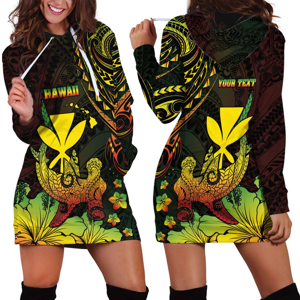 Personalised Hawaii Hoodie Dress Kanaka Maoli With Hammerhead Shark