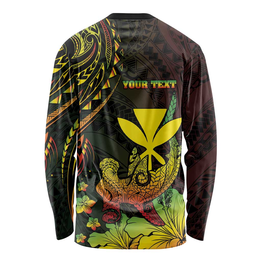 Personalised Hawaii Long Sleeve Shirt Kanaka Maoli With Hammerhead Shark