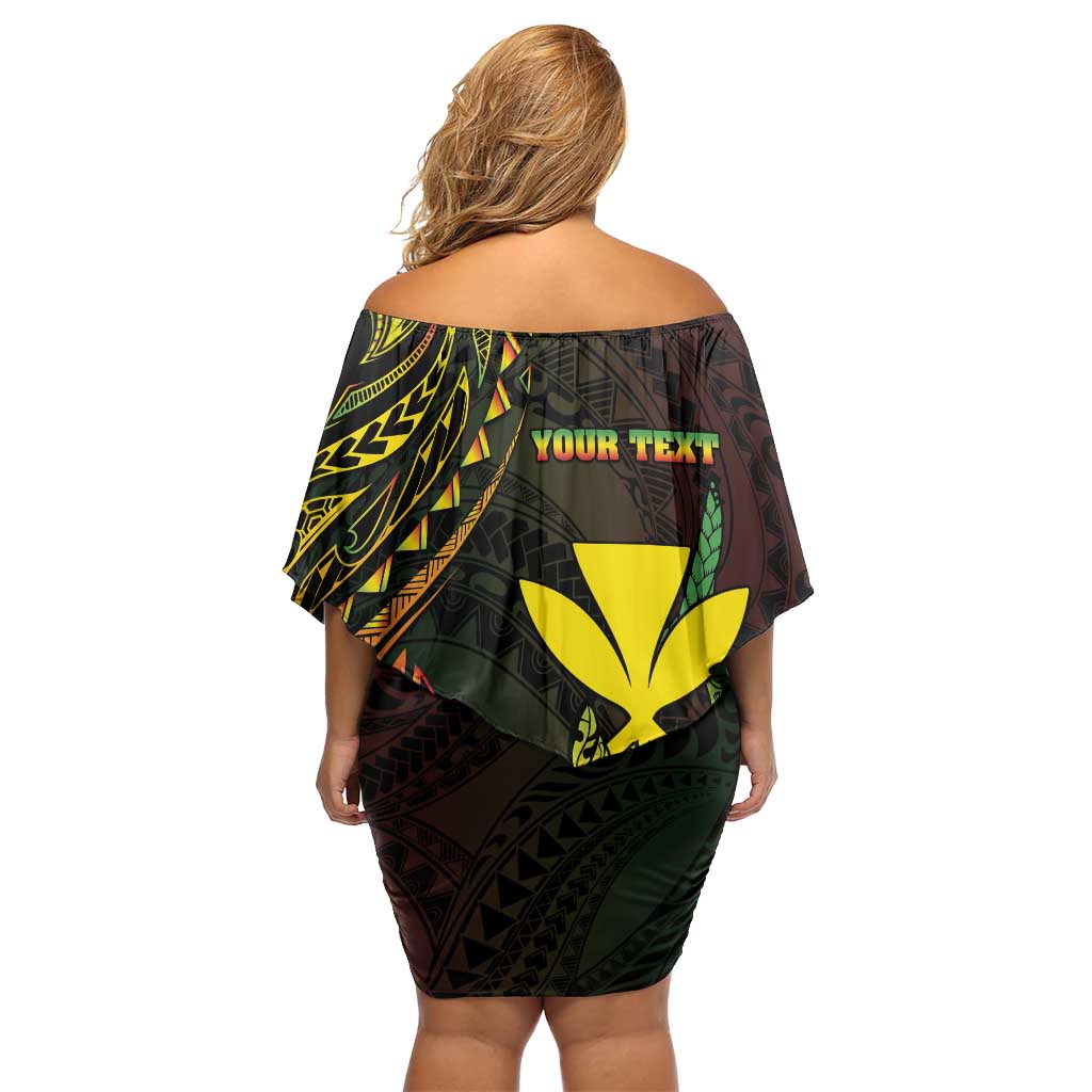 Personalised Hawaii Off Shoulder Short Dress Kanaka Maoli With Hammerhead Shark