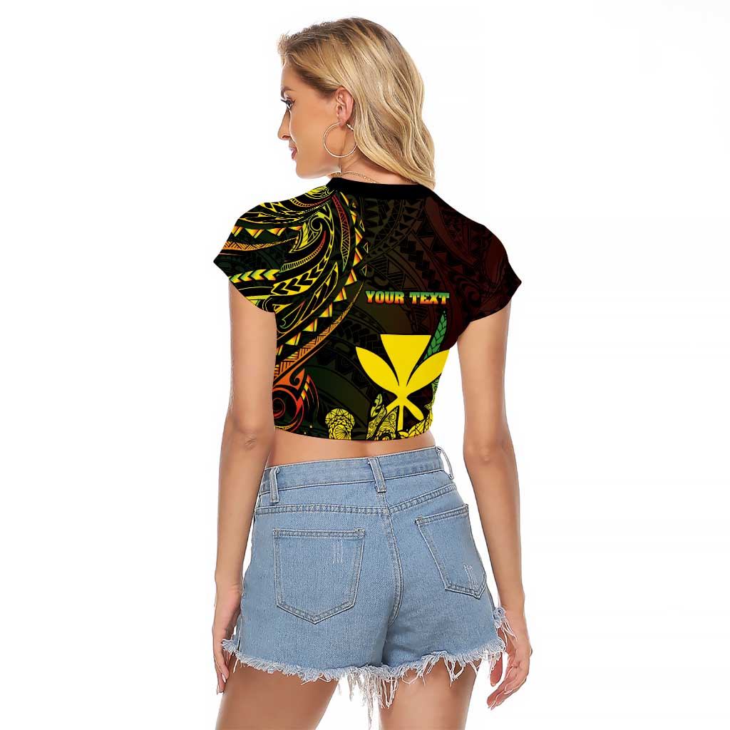 Personalised Hawaii Raglan Cropped T Shirt Kanaka Maoli With Hammerhead Shark