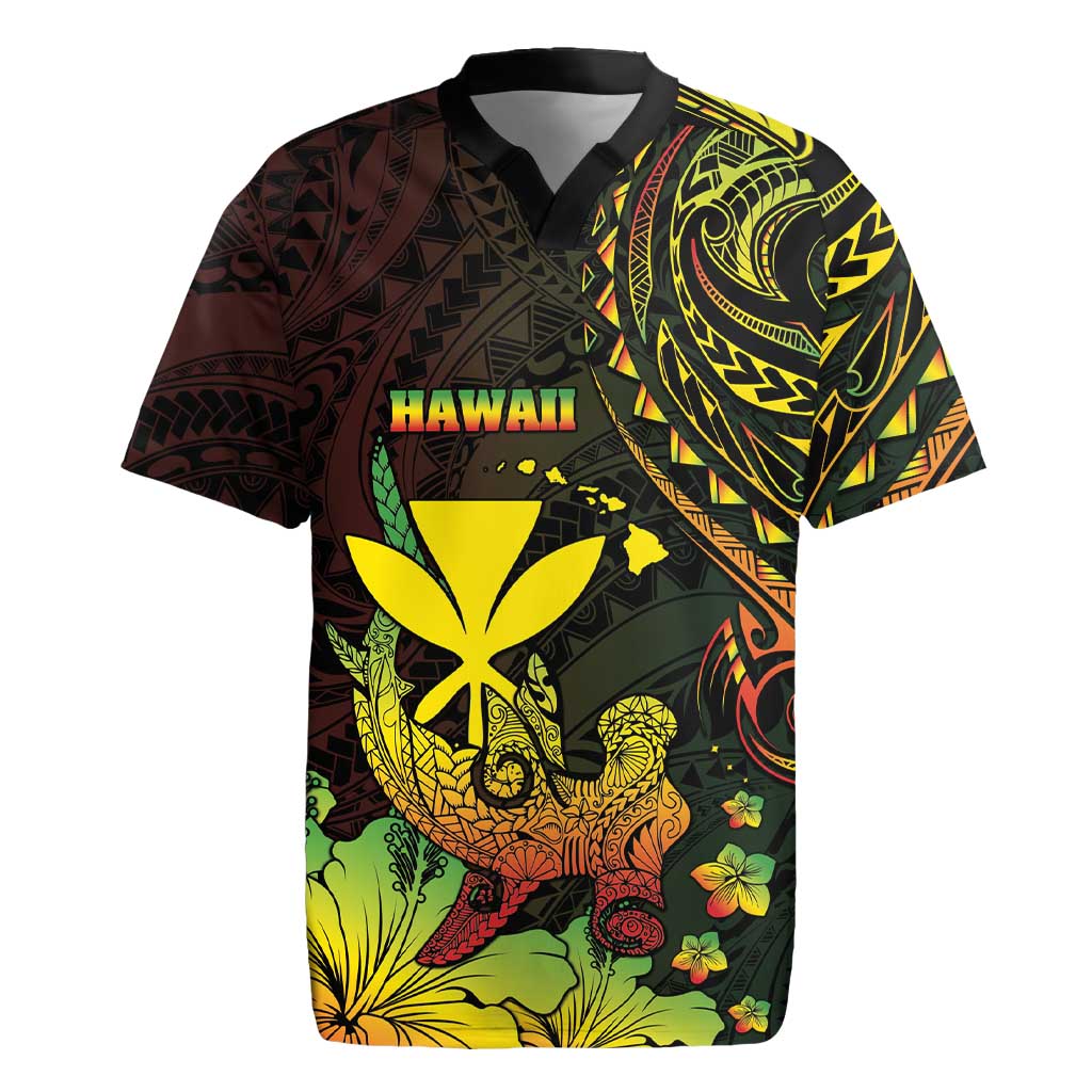 Personalised Hawaii Rugby Jersey Kanaka Maoli With Hammerhead Shark