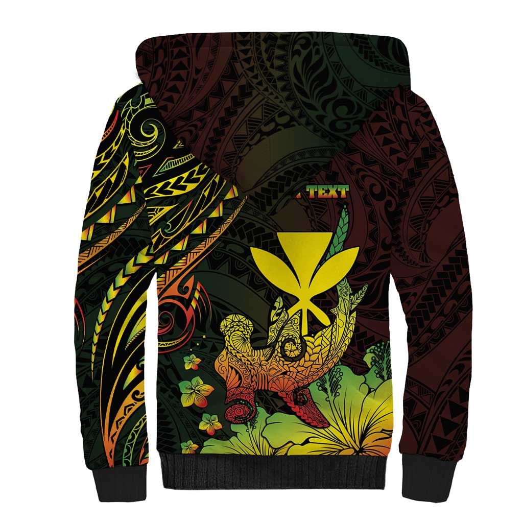 Personalised Hawaii Sherpa Hoodie Kanaka Maoli With Hammerhead Shark