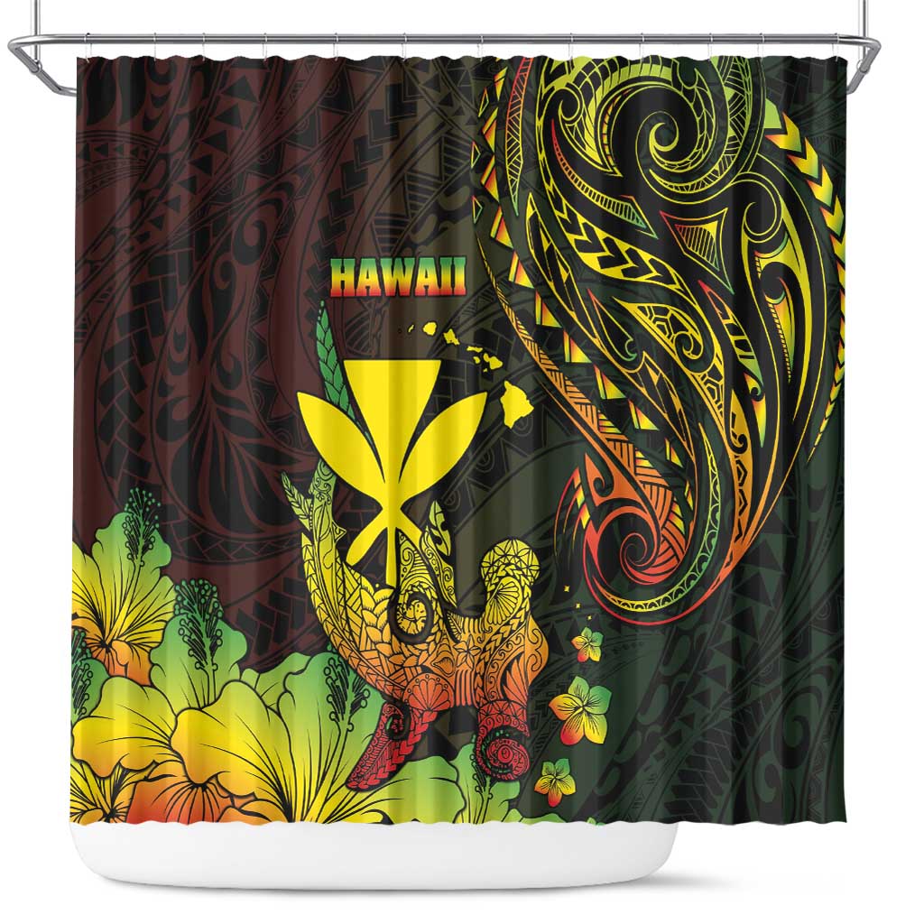 Hawaii Shower Curtain Kanaka Maoli With Hammerhead Shark