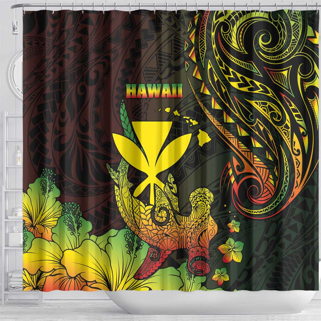 Hawaii Shower Curtain Kanaka Maoli With Hammerhead Shark