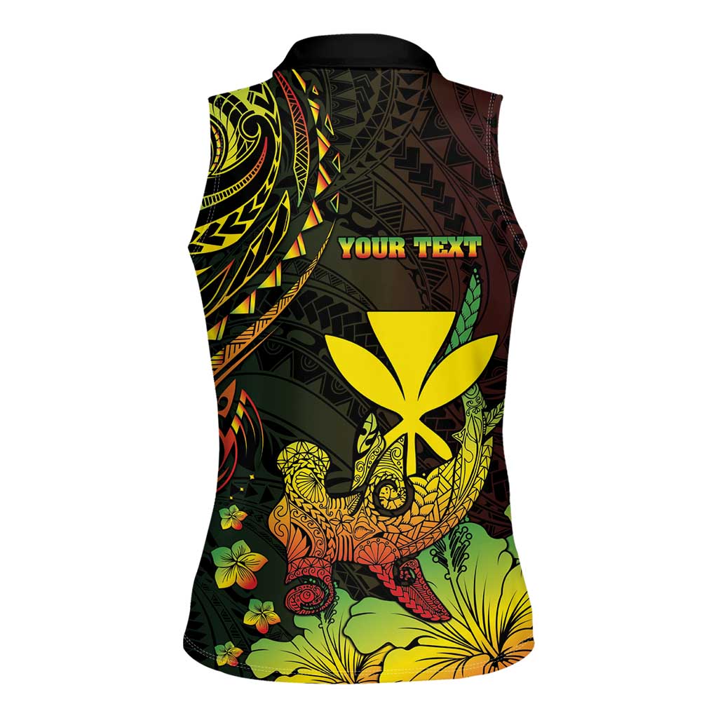 Personalised Hawaii Women Sleeveless Polo Shirt Kanaka Maoli With Hammerhead Shark