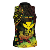 Personalised Hawaii Women Sleeveless Polo Shirt Kanaka Maoli With Hammerhead Shark