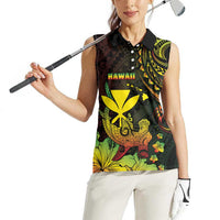 Personalised Hawaii Women Sleeveless Polo Shirt Kanaka Maoli With Hammerhead Shark